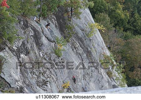 fall foliage rock climbers cathedral ledge north View Large Photo Image Stock Photo - fall foliage rock climbers cathedral ledge north. Fotosearch
