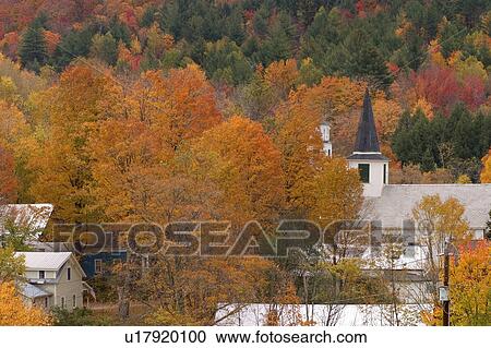 Stock Image -  fashion leaf waterville vermont autumn church . Fotosearch