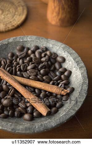 Stock Photo -  food coffee coffe beans cinnamon sticks stone. Fotosearch