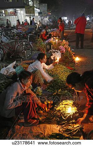 Stock Image -  food people border person fire myanmar traders. Fotosearch
