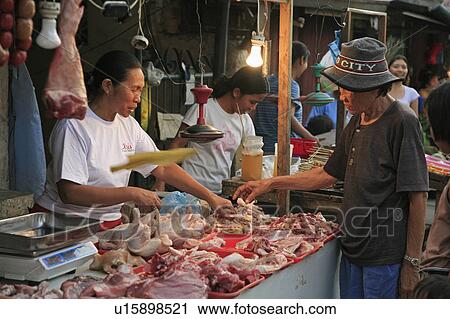 food people person meat seller street market View Large Photo Image Stock Image - food people person meat seller street market. Fotosearch