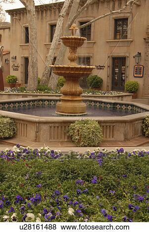 Stock Photo -  fountain courtyard in arts crafts village sedona. Fotosearch