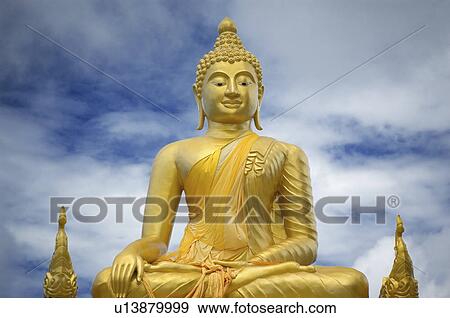 gold buddha statue in phuket thailand golden View Large Photo Image Stock Photo - gold buddha statue in phuket thailand golden. Fotosearch