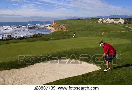 Stock Photo -  golf beauty men friends golfing 18th green old. Fotosearch