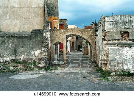 greece rhodes stone wall arch geometric street View Large Photo Image Stock Image - greece rhodes stone wall arch geometric street. Fotosearch