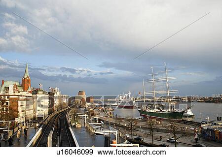 hamburgs elbe river waterfront germany europe View Large Photo Image Stock Photo - hamburgs elbe river waterfront germany europe. Fotosearch