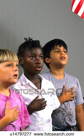 heart school children young pledging alligance View Large Photo Image Stock Photo - heart school children young pledging alligance . Fotosearch