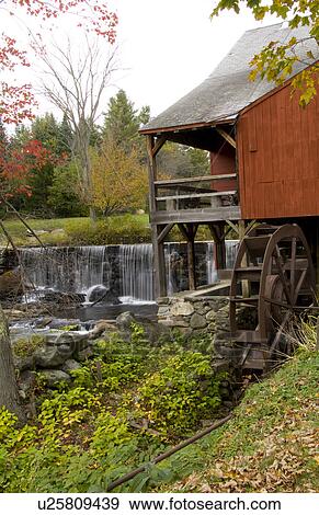 historical old grist mill waterfall river View Large Photo Image Stock Photo - historical old grist mill waterfall river . Fotosearch