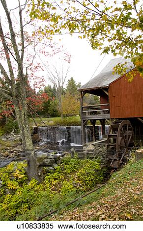 Stock Photography -  historical old grist mill waterfall river . Fotosearch