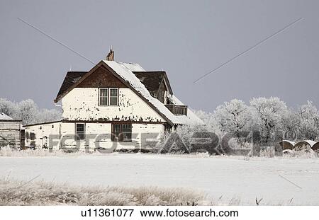 Stock Photo -  house nature winter home abandoned old farmhouse . Fotosearch