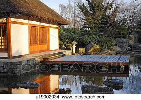 house tea pond in japanese garden designed View Large Photo Image Picture - house tea pond in japanese garden designed . Fotosearch