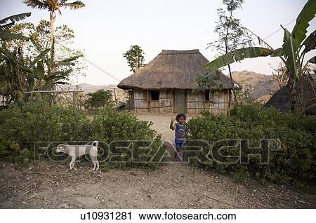 Stock Image -  house timor leste kefua village east asia south. Fotosearch