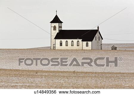 Stock Photograph -  house winter lone country church snow covered. Fotosearch