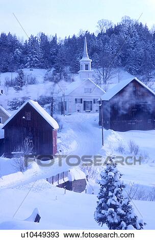 Stock Image -  house winter waits river vermont new england usa . Fotosearch