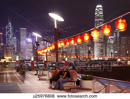 Stock Photo -  kowloons avenue stars hong kong skyline dusk sar. Fotosearch