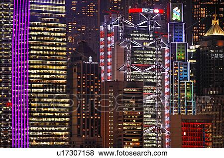 lighted in hong kong skyline sar china asia View Large Photo Image Stock Photo - lighted in hong kong skyline sar china asia . Fotosearch