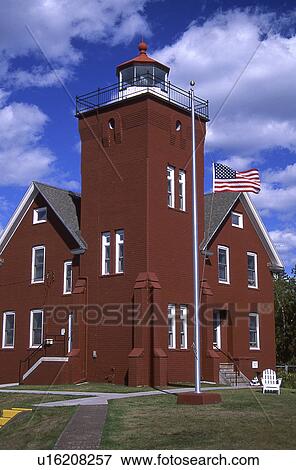lighthouse minnesota two harbors mn blaze View Large Photo Image Stock Photo - lighthouse minnesota two harbors mn blaze. Fotosearch