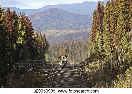Stock Photography -  logging truck in beautiful british columbia road. Fotosearch