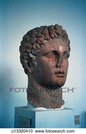 Stock Image -  man greece greek statue bust head ancient museum . Fotosearch