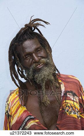 Stock Image -  man rasta in dress st thomas us virgin islands. Fotosearch