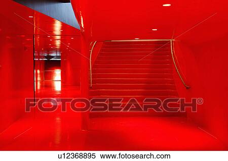 Stock Photography -  meeting bright red interior floor seattle public library . Fotosearch