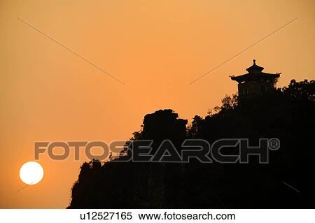 Stock Photography -  pagoda xilang hill sunset yangshuo guanxi china. Fotosearch