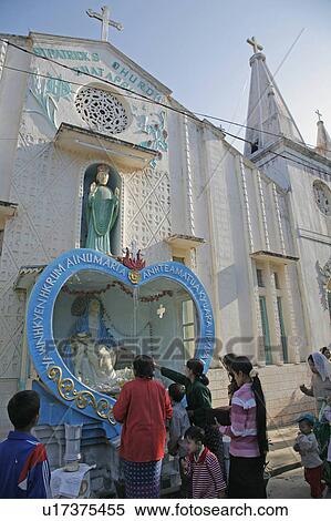 Stock Photography -  people border person myanmar sunday mass church. Fotosearch