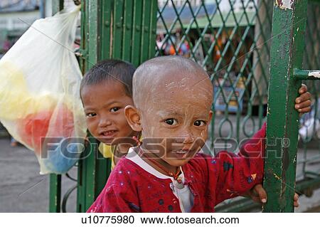 Stock Image -  people child person children myanmar yangon se . Fotosearch
