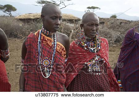 Stock Photography -  people dance person face women kenya masai ready. Fotosearch