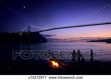 Stock Photo -  people fire lions gate bridge connects. Fotosearch