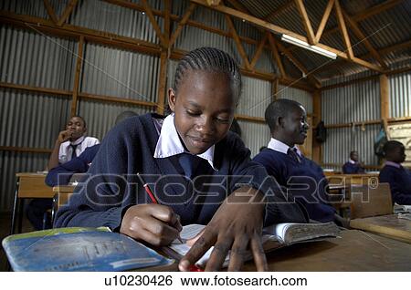 Stock Photograph -  people girl child person school children kenya. Fotosearch