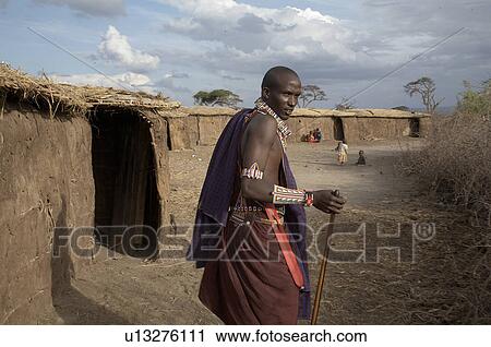 Stock Image -  people house person face kenya masai warrior or. Fotosearch