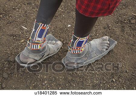 Stock Photography -  people man person kenya detail sandals worn park. Fotosearch