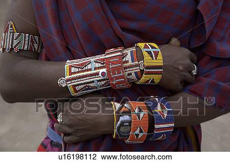 Stock Image -  people man person kenya details beads watch worn. Fotosearch