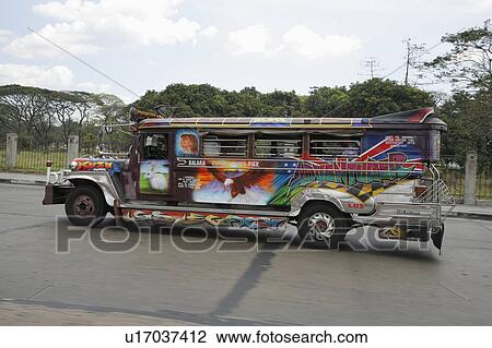 Stock Image -  people person jeepney taxi quezon city manila . Fotosearch