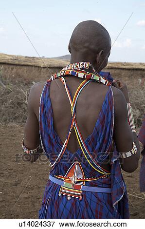 Stock Photo -  people person kenya back masai warrior village. Fotosearch