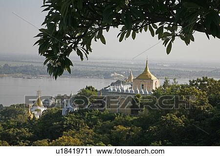 Stock Image -  people person myanmar buddhist temple sagaing . Fotosearch