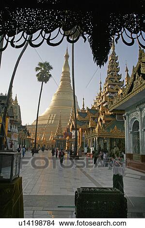 Picture -  people person myanmar shwedagon paya pagoda view. Fotosearch