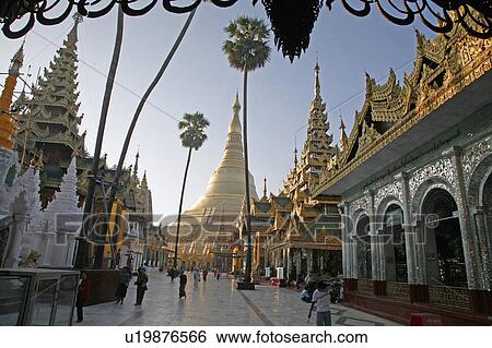 Stock Photograph -  people person myanmar shwedagon paya pagoda view . Fotosearch