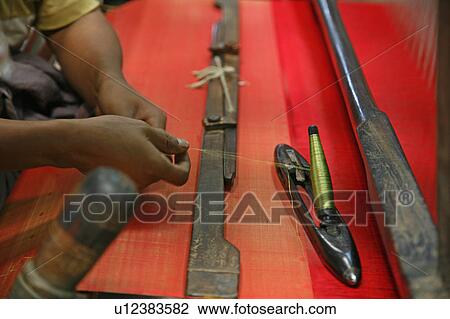 Stock Image -  people person myanmar silk weaver work mandalay. Fotosearch