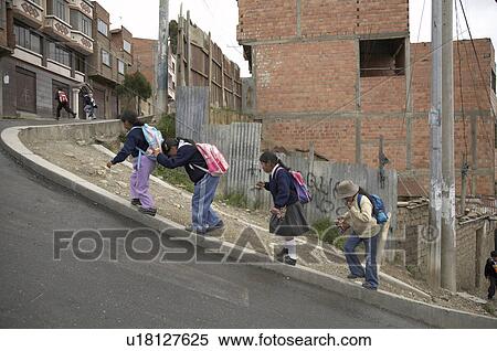 people person school bolivia girls climbing road View Large Photo Image Stock Photography - people person school bolivia girls climbing road . Fotosearch