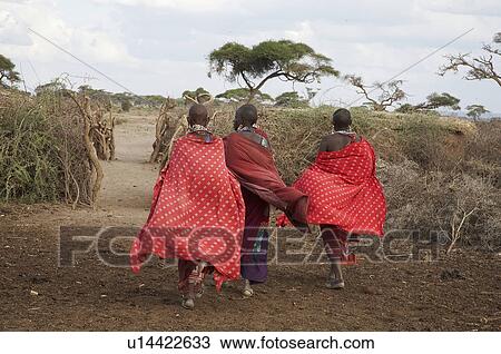 Stock Image -  people person women kenya masai walking away. Fotosearch