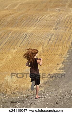 Stock Photo -  people summer girl children young running down . Fotosearch