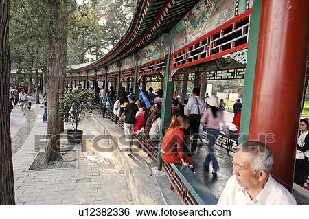 Stock Photograph -  people summer palace visitors sitting walking . Fotosearch