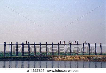 people walking beins bridge amarapura burma wood View Large Photo Image Stock Photography - people walking beins bridge amarapura burma wood . Fotosearch