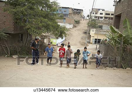 Picture -  peru slum alta pamplona lima america latin south. Fotosearch