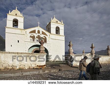 Stock Image -  peru village church in colca canyon america. Fotosearch