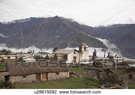 Stock Image -  peru village church landscape in colca canyon. Fotosearch