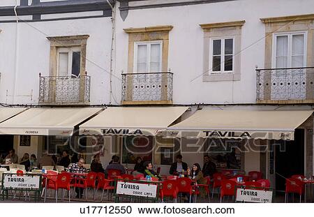 Stock Image -  small tavila restaurant in village tavira europe. Fotosearch