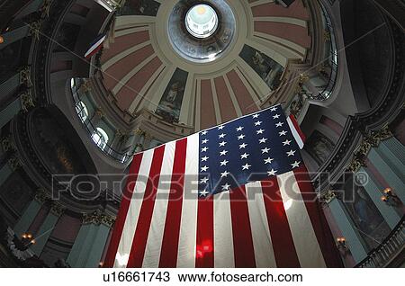 Stock Image -  st louis mo missouri old courthouse dome flag us. Fotosearch